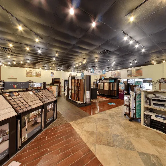 Variety of flooring products at showroom