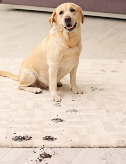 Dog feet stains on rug
