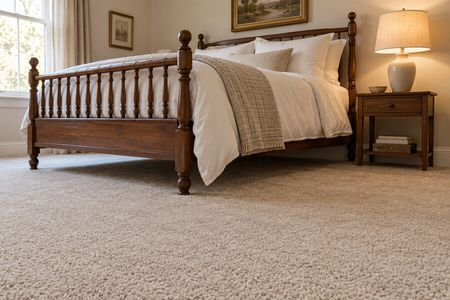 Cozy Bedroom with Beige Carpet | Flooring by Wilson's Carpet Plus